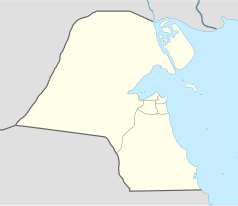 Mapa konturowa Kuwejtu, po prawej nieco na dole znajduje się punkt z opisem „Mina al-Ahmadi”