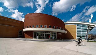 The Gerald Ratner Athletics Center, opened in 2003 and designed by Cesar Pelli, houses the volleyball, wrestling, swimming, and basketball teams.[100]