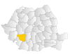 Map of Romania highlighting Gorj County