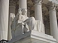 Statue Contemplation of Justice, which sits on the north side of the entrance stairs