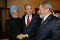 Manmohan Singh, George W. Bush and Luiz Inácio Lula da Silva