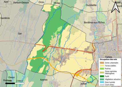 Carte en couleurs présentant l'occupation des sols.