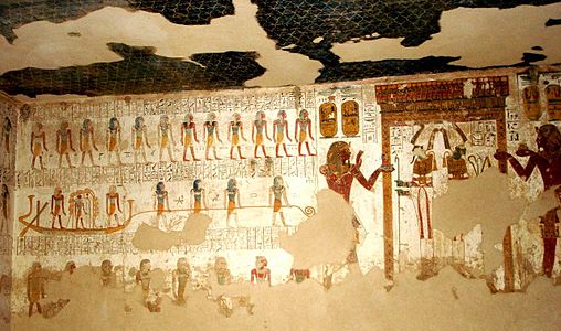 Il viaggio della barca solare di Ra fra le divinità del mondo dei morti, dalla tomba del faraone Merenptah nella Valle dei Re.