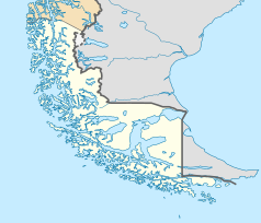 Mapa konturowa Magallanes, blisko centrum na lewo znajduje się punkt z opisem „Riesco”