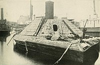 Tre tipologie di navi corazzate fluviali impiegate durante la guerra di secessione (dall'alto verso il basso): *USS Monitor: monitore, 2 cannoni su torretta girevole *USS Cairo: corazzata a casamatta, 13 cannoni fissi sui 4 lati *CSS Albemarle: ariete corazzato