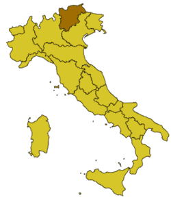 Trentino-Alto Adige régió elhelyezkedése