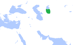 نقشهٔ حکومت دودمان آفریغیان (رنگ سبز)