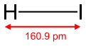 Skeletal formula of hydrogen iodide with a dimension