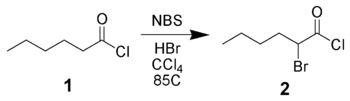 Hexanoil-klorid α-brómozása