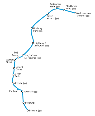 Geographically accurate map of the Victoria Line