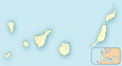 Mapa konturowa Wysp Kanaryjskich, po lewej znajduje się punkt z opisem „SPC”