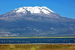 Sara Sara and Lake Parinacochas in front of it