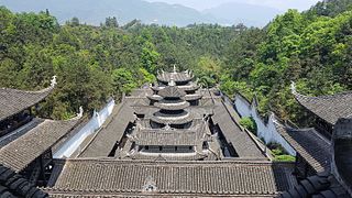 vue d'ensemble du palais du tusi tujia à Enshi.