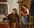 Die Dackelfamilie mit Jäger und Magd (Keluarga Dachshund dengan Pemburu dan Anak Dara) oleh Adolf Eberle