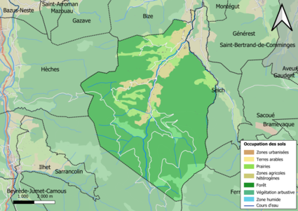 Carte en couleurs présentant l'occupation des sols.