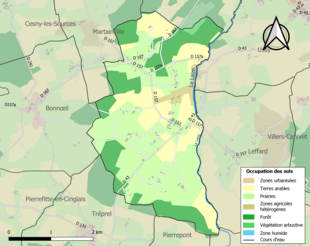 Carte en couleurs présentant l'occupation des sols.