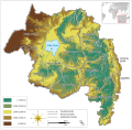 Elevation map of the Amhara Region in Ethiopia and subdivisions, colored similar as the Elevation-map-of-Amhara