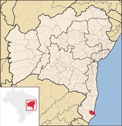 Localização de Alcobaça na Bahia