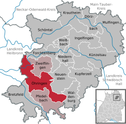 Elhelyezkedése Baden-Württemberg térképén