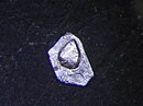 Natürliches Osmium (zwei miteinander verschmolzene Kristalle) aus einem Flussbett auf Hokkaidō