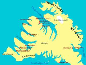 Karte der Westfjorde Islands