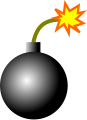 A drawing of a bomb.