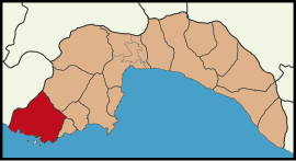 Map showing Kaş District in Antalya Province