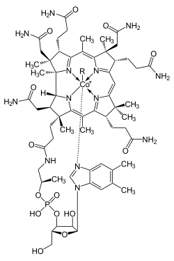 ▵ Algemene structuurformule van vitamine B12