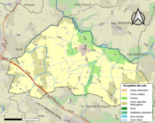 Carte en couleurs présentant l'occupation des sols.