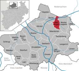 Läget för Mettingen i Kreis Steinfurt