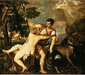 Tiziano Vecellio, Venere e Adone, 1560 ca, Collezione privata, temp. Oxford, Ashmolean Museum