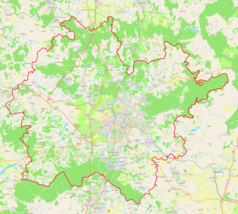 Mapa konturowa Tuły, w centrum znajduje się punkt z opisem „Cerkiew św. Nikity Nowogrodzkiego”