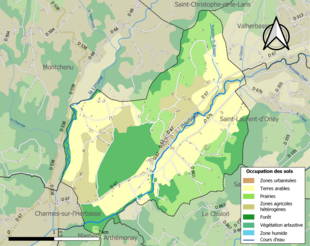 Carte en couleurs présentant l'occupation des sols.