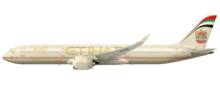 Artist impression of side view of jet aircraft in airline livery