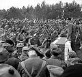 Field Marshal Montgomery addressing men of the 15th (Scottish) Division during an investiture ceremony, 16 September 1944