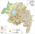 Elevation map of the Amhara Region in Ethiopia and subdivisions, colors from Maps template