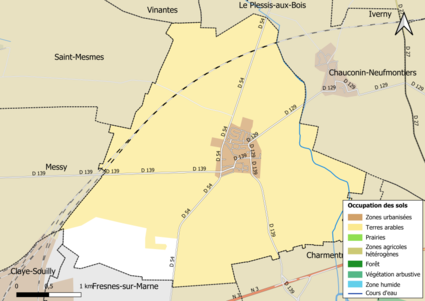 Carte des infrastructures et de l'occupation des sols en 2018 (CLC) de la commune.