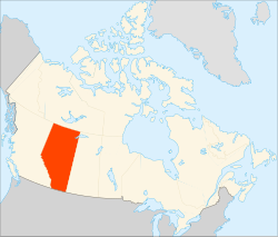 Map of Canada with Alberta ஆல்பர்ட்டா highlighted