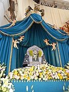 The Replica Mayor or Vyajera image in the original silver frame, adorned with a silver mantle cape.