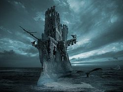 Fantasy art: Castle on ship ("Flying-Dutchman").