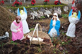 Nativity scene with a skunk