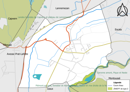 Carte de la ZNIEFF de type 2 sur la commune.