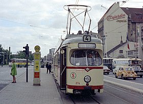 キール市電の2車体連接車（1968年撮影）