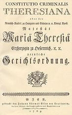 Titelseite der Constitutio Criminalis Theresiana