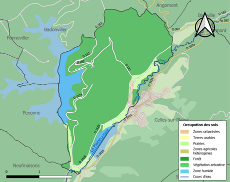 Carte en couleurs présentant l'occupation des sols.