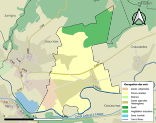 Carte en couleurs présentant l'occupation des sols.