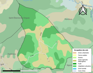 Carte en couleurs présentant l'occupation des sols.