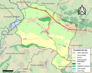 Carte en couleurs présentant l'occupation des sols.