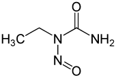 Structuurformule van N-ethyl-N-nitroso-ureum