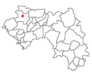 Location of Gaoual Prefecture and seat in Guinea.